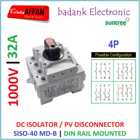 SUNTREE SISO-40 MD-B 4P 32A PV DC Isolator Disconnector Switch 1000V